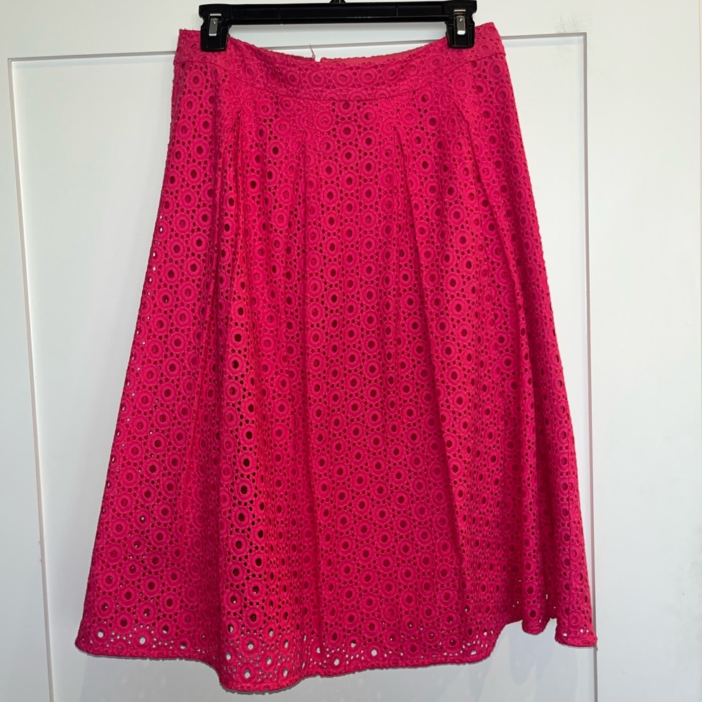Cute Halogen eyelet pink Lace Skirt